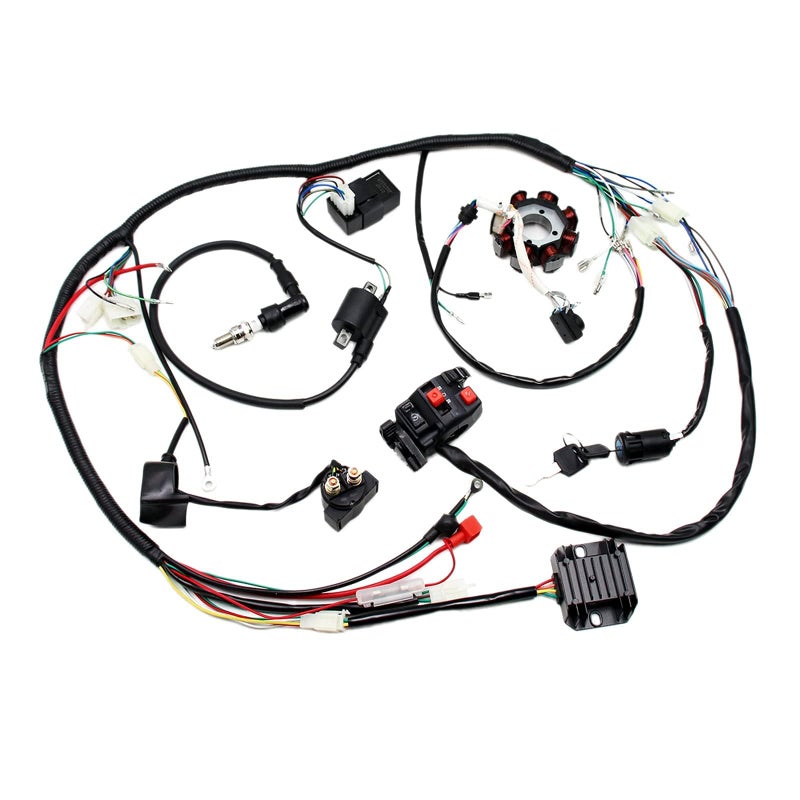 PRO BAT Full Electric Wiring Harness Wire Loom CDI Coil 8 Pole Stator Assembly For 4 Wheelers Stroke ATV Quad Pit Dirt Bike Buggy Go Kart 150cc 200cc 250cc 300cc Compatible with Zongshen Lifan YX - Image 3